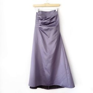 JS Boutique Silver Gray Satin Strapless Dress